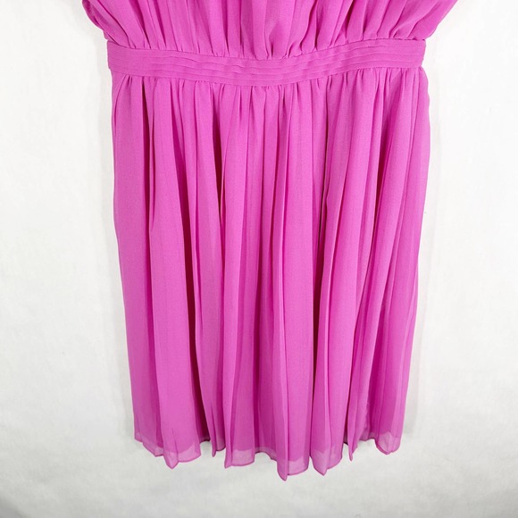 J Crew Size 0 Blouson Dress Wild Peony Pink Purple‎ Cap Sleeve Pleated 1340 - Picture 4 of 10